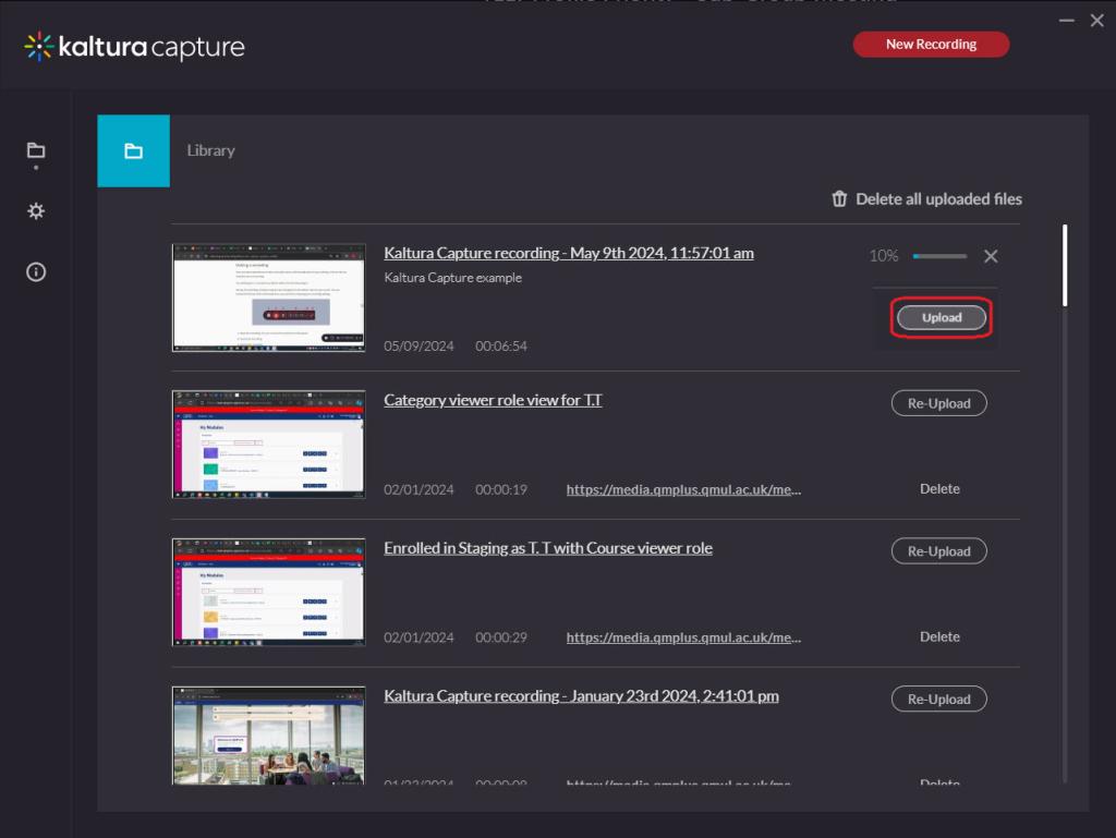 The QMplus library icon and area